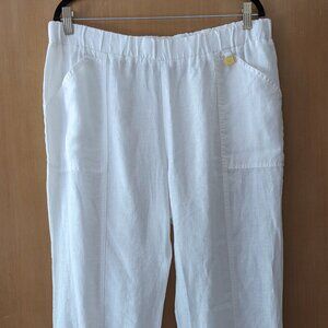Ellen Tracy L white linen cropped pants, never worn